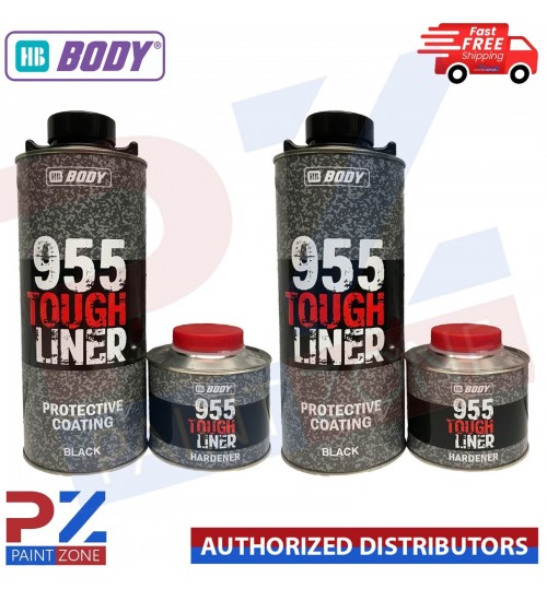 2X HB BODY 955 TOUGH BED LINER COATING 1 BOTTLE KIT - WITH HARDENER (BLACK)